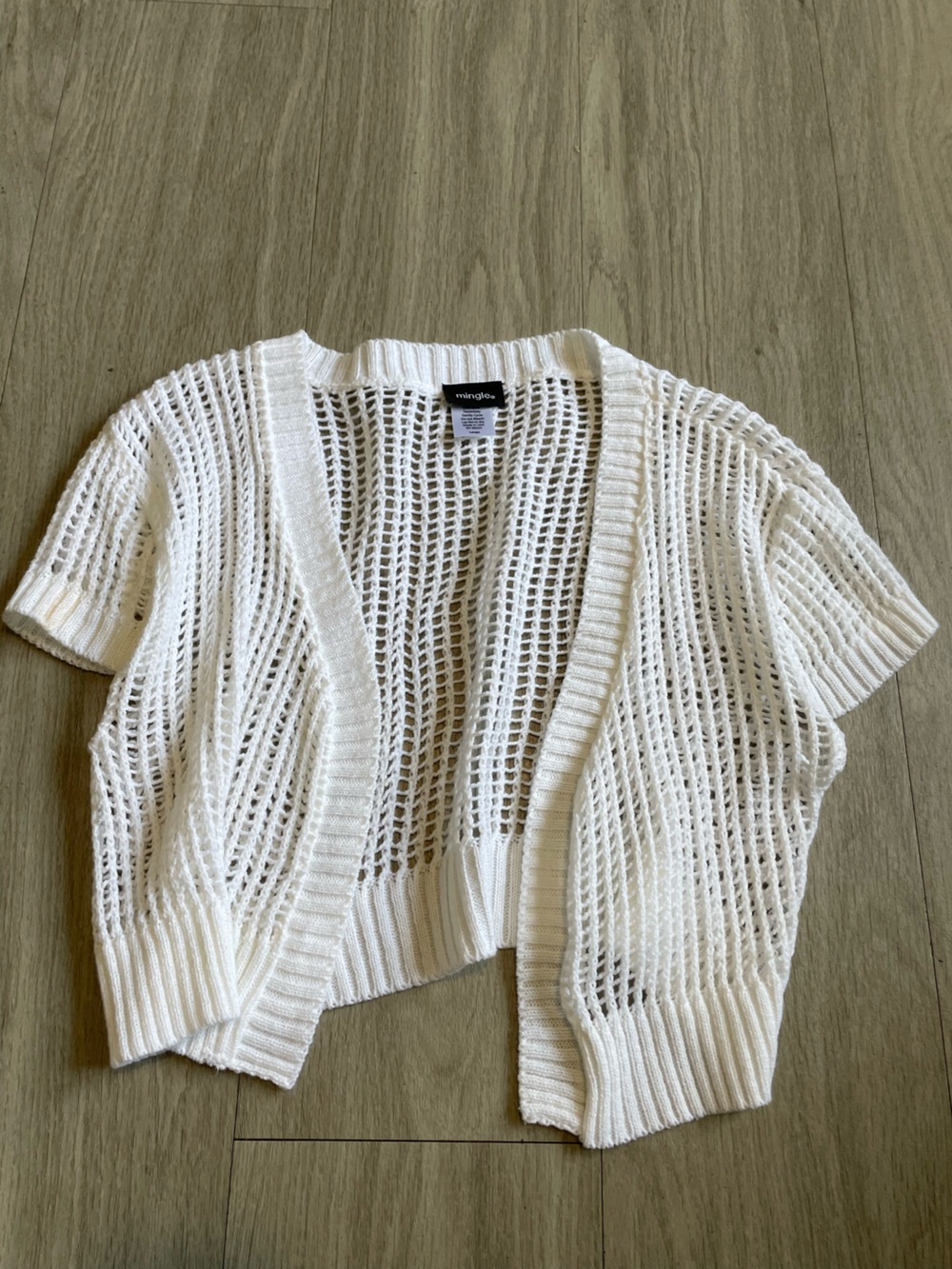 White Open-Knit Short Sleeve Shrug